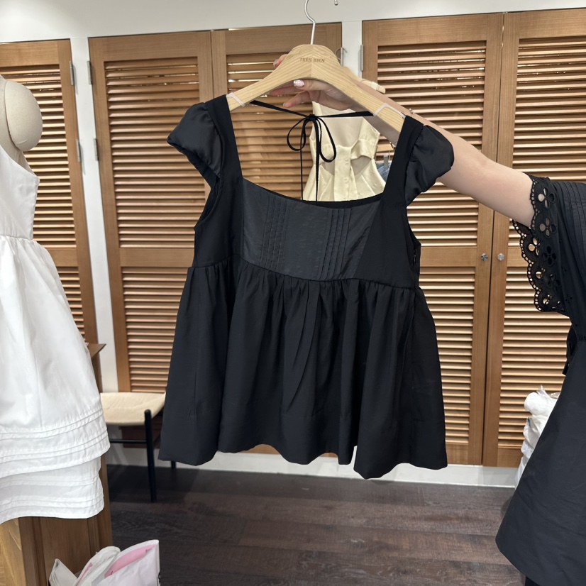 TRES BIEN韓國㊣直郵東大門代購女裝新品熱賣襯衫蕾絲衫泡泡袖TRES BIEN襯衫/蕾絲衫圖色2