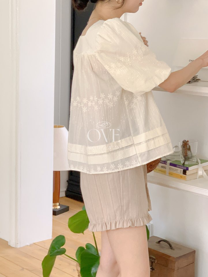 OVE直郵韓國代購㊣女裝新款人氣25春夏推薦時尚熱賣襯衫蕾絲衫OVE襯衫/蕾絲衫