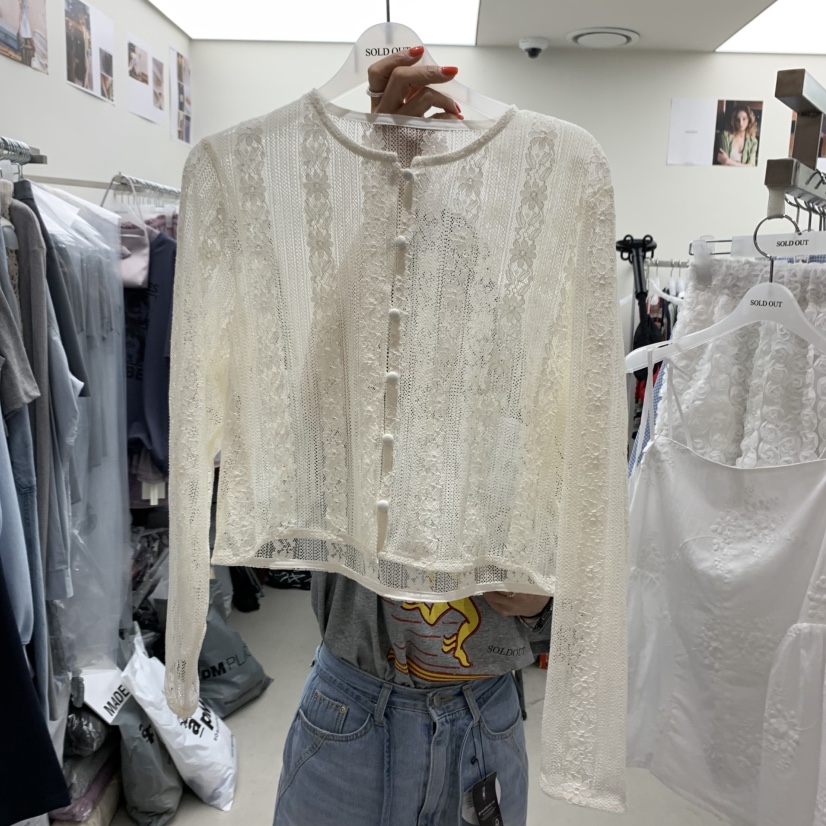 SOLD OUT韓國直郵㊣女裝新品休閑推薦時尚熱賣25春夏針織衫蕾絲SOLD OUT針織衫