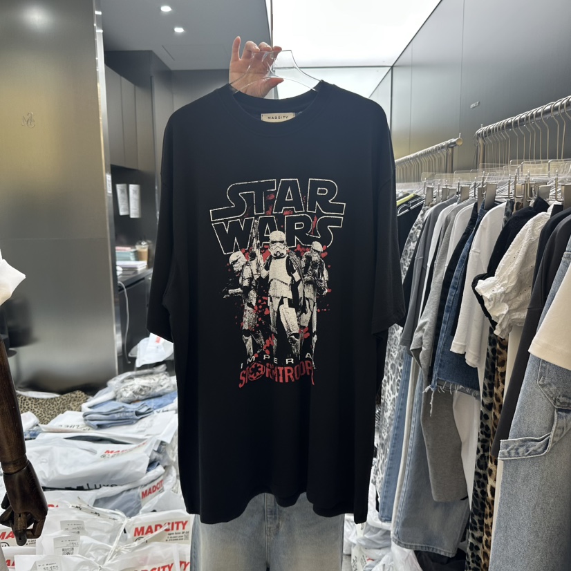 MADCITY韓國直郵㊣東大門實拍女裝新品熱賣T恤不含腰帶復古MADCITYT恤圖色2