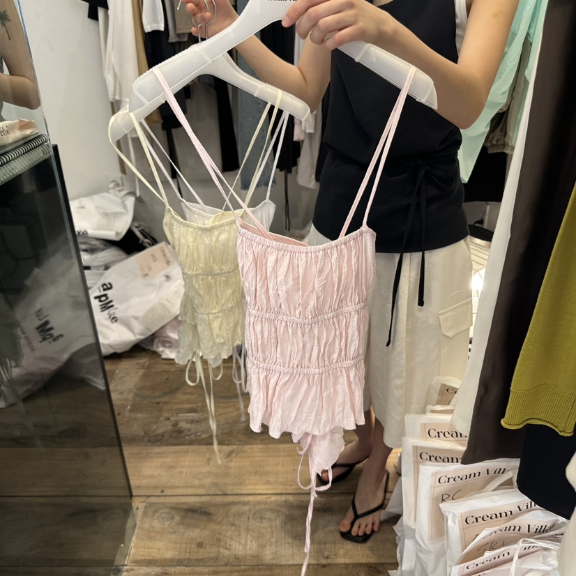 CREAM VILLA(此品牌名稱會遭售假投訴,建議淘寶店鋪商品名稱中不要使用)韓國直郵㊣東大門實拍女裝新品時尚吊帶背心CREAMVILLA吊帶/背心圖色2