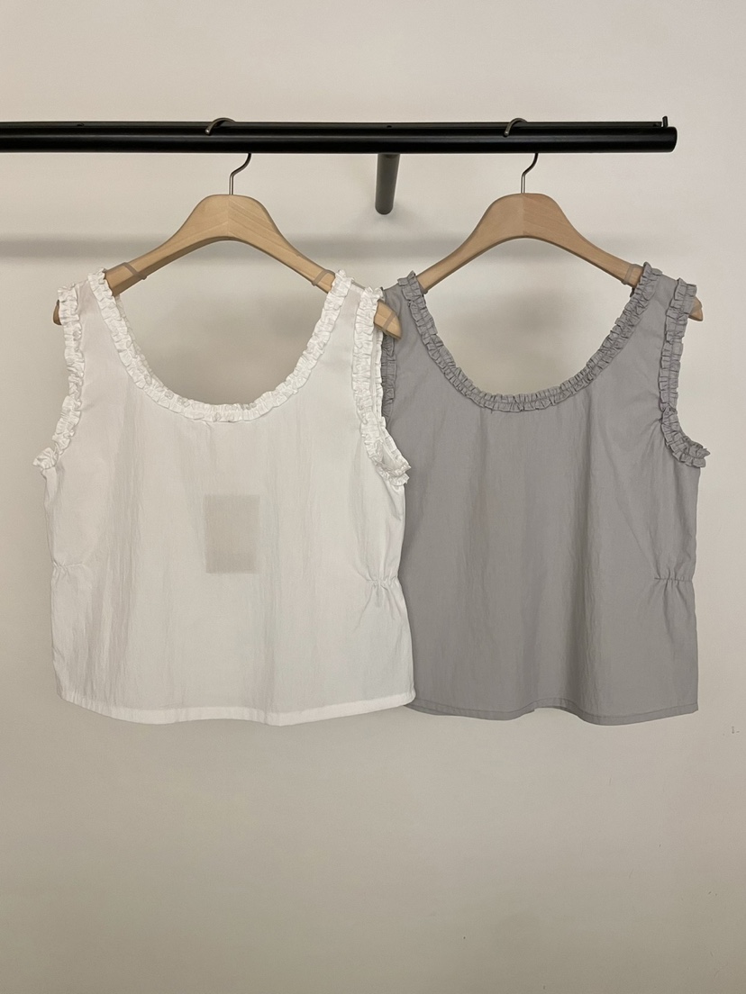 BOLD-A韓國直郵㊣東大門實拍女裝新品25春夏吊帶背心荷葉邊尼龍RE BOLD吊帶/背心