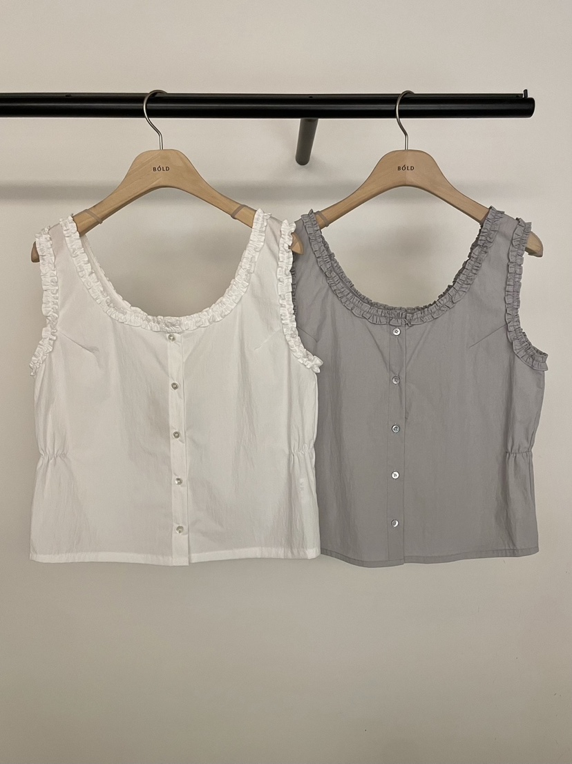BOLD-A韓國直郵㊣東大門實拍女裝新品25春夏吊帶背心荷葉邊尼龍RE BOLD吊帶/背心