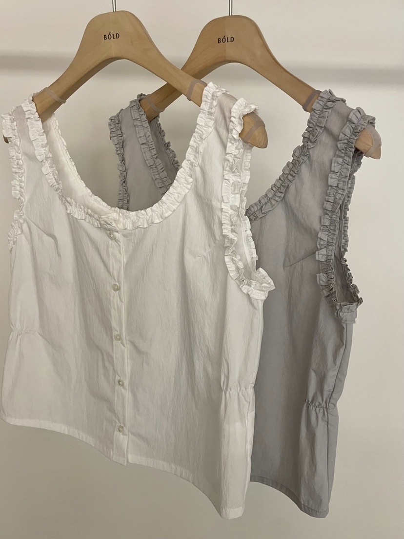 BOLD-A韓國直郵㊣東大門實拍女裝新品25春夏吊帶背心荷葉邊尼龍RE BOLD吊帶/背心