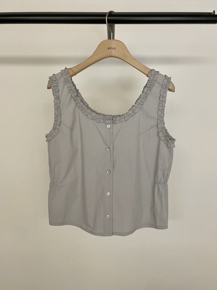 BOLD-A韓國直郵㊣東大門實拍女裝新品25春夏吊帶背心荷葉邊尼龍RE BOLD吊帶/背心圖色2