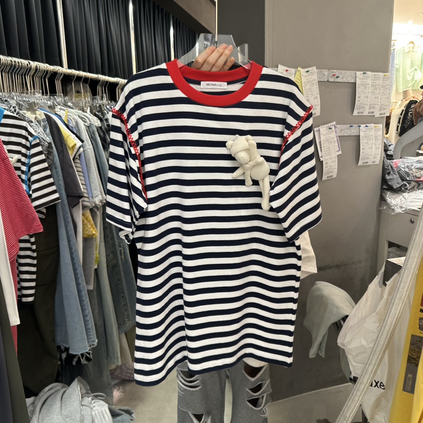 MOMAZU直郵韓國代購㊣女裝新品休閑25春夏推薦人氣時尚熱賣T恤MOMAZUT恤圖色2