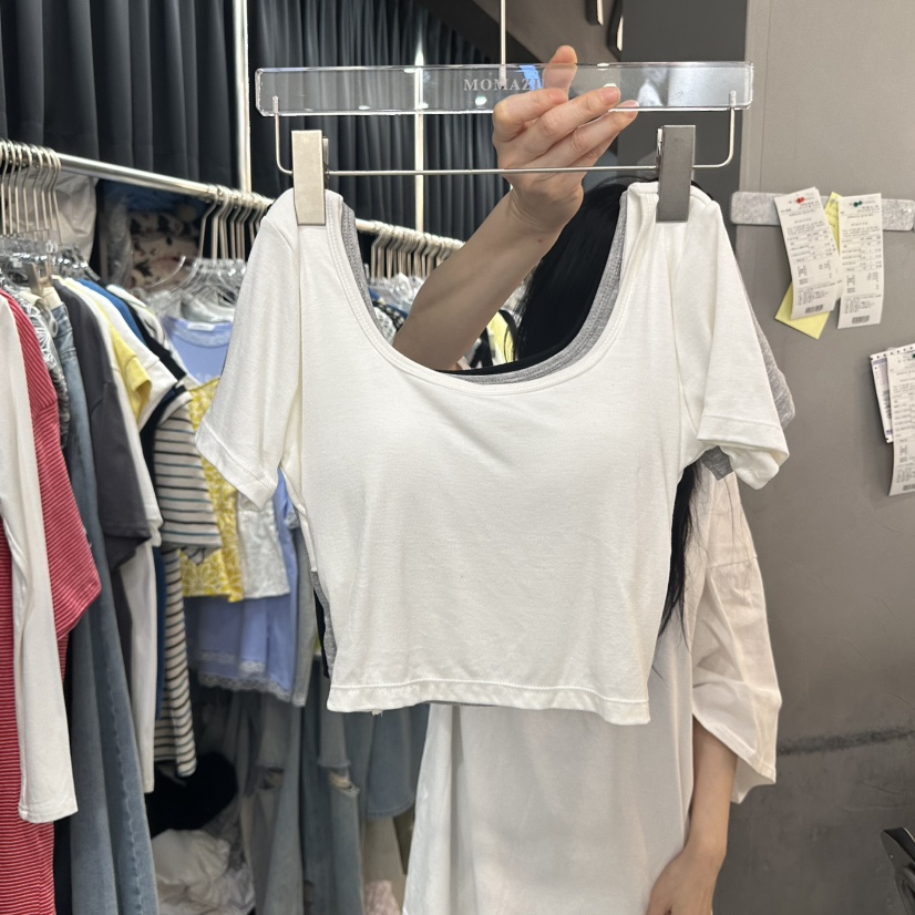MOMAZU韓國直郵㊣東大門實拍女裝新品時尚推薦熱賣25春夏T恤短款MOMAZUT恤
