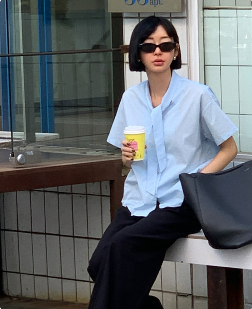 A Flan韓國㊣直郵東大門代購女裝新品休閑推薦25春夏襯衫蕾絲衫AFN/A Flan襯衫/蕾絲衫