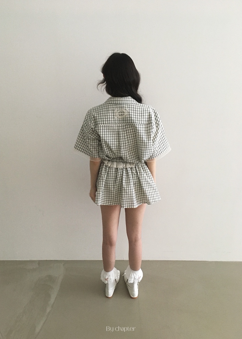 BY CHAPTER韓國直郵㊣東大門實拍女裝新品人氣襯衫蕾絲衫格紋Chapter襯衫/蕾絲衫