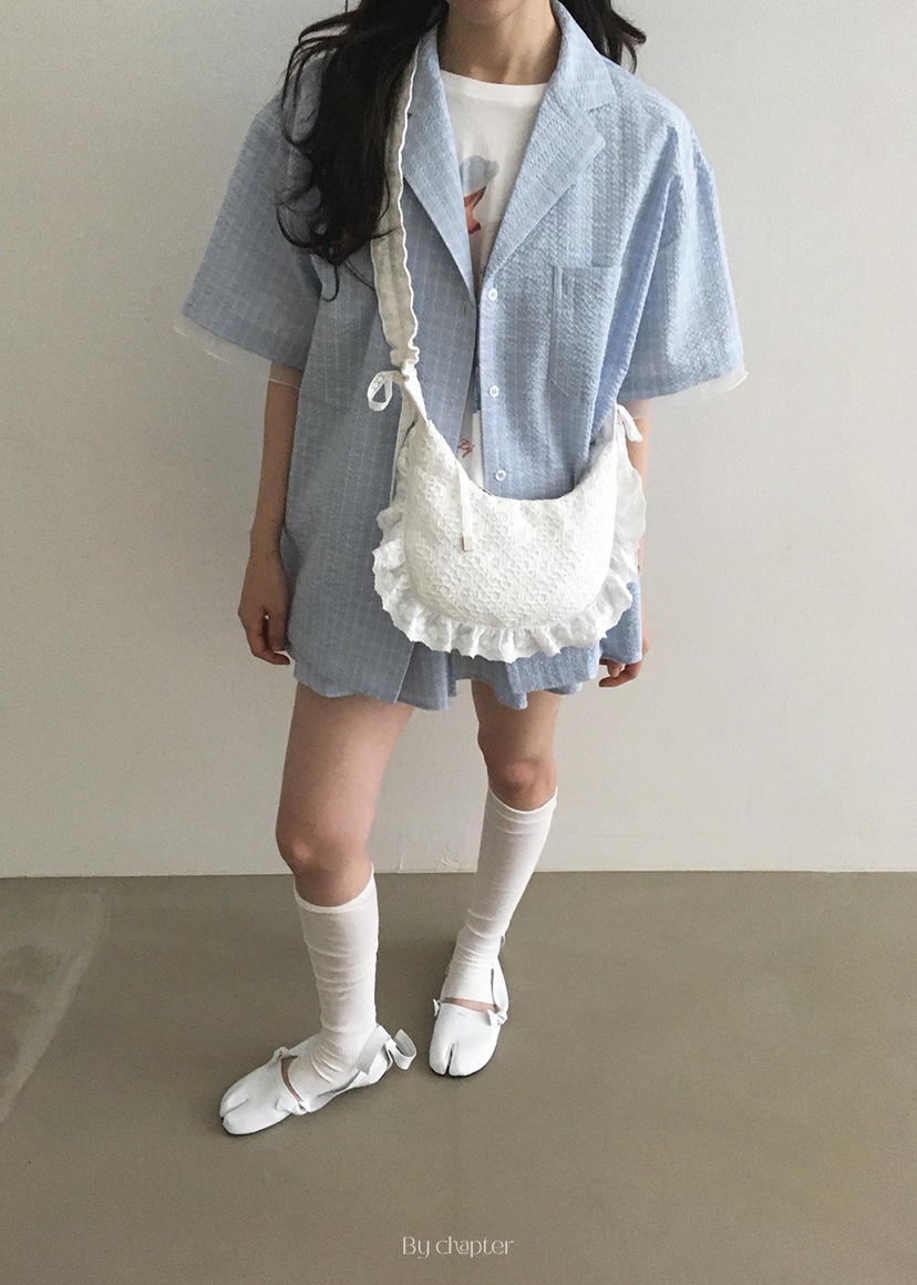 BY CHAPTER韓國直郵㊣東大門實拍女裝新品人氣襯衫蕾絲衫格紋Chapter襯衫/蕾絲衫