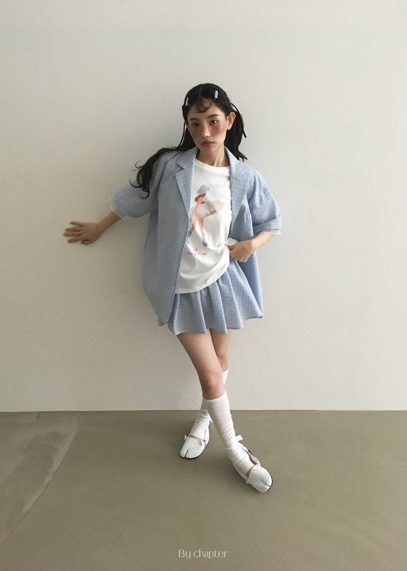 BY CHAPTER韓國直郵㊣東大門實拍女裝新品人氣襯衫蕾絲衫格紋Chapter襯衫/蕾絲衫