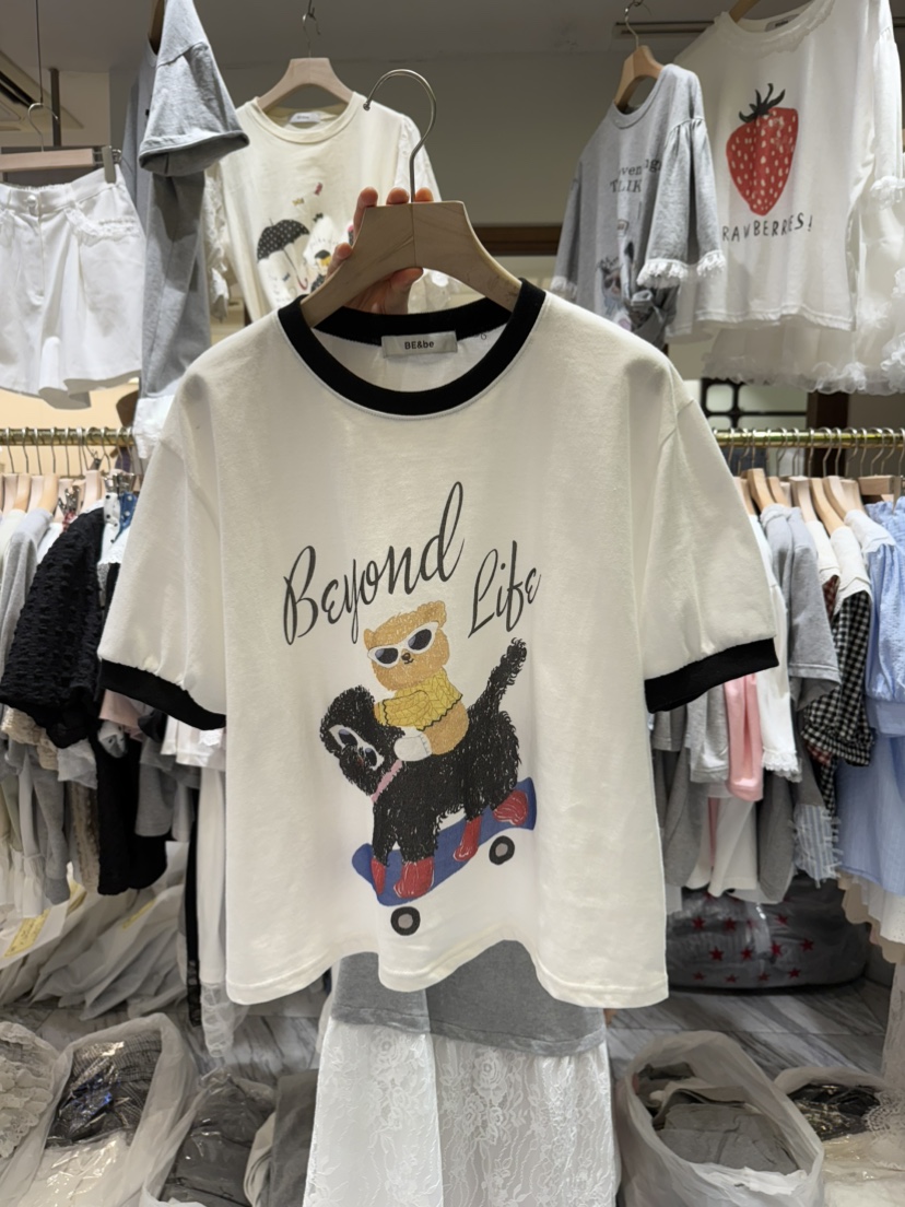 BE&amp;BE韓國直郵㊣東大門實拍女裝新款休閑推薦時尚人氣T恤BE&beT恤圖色2