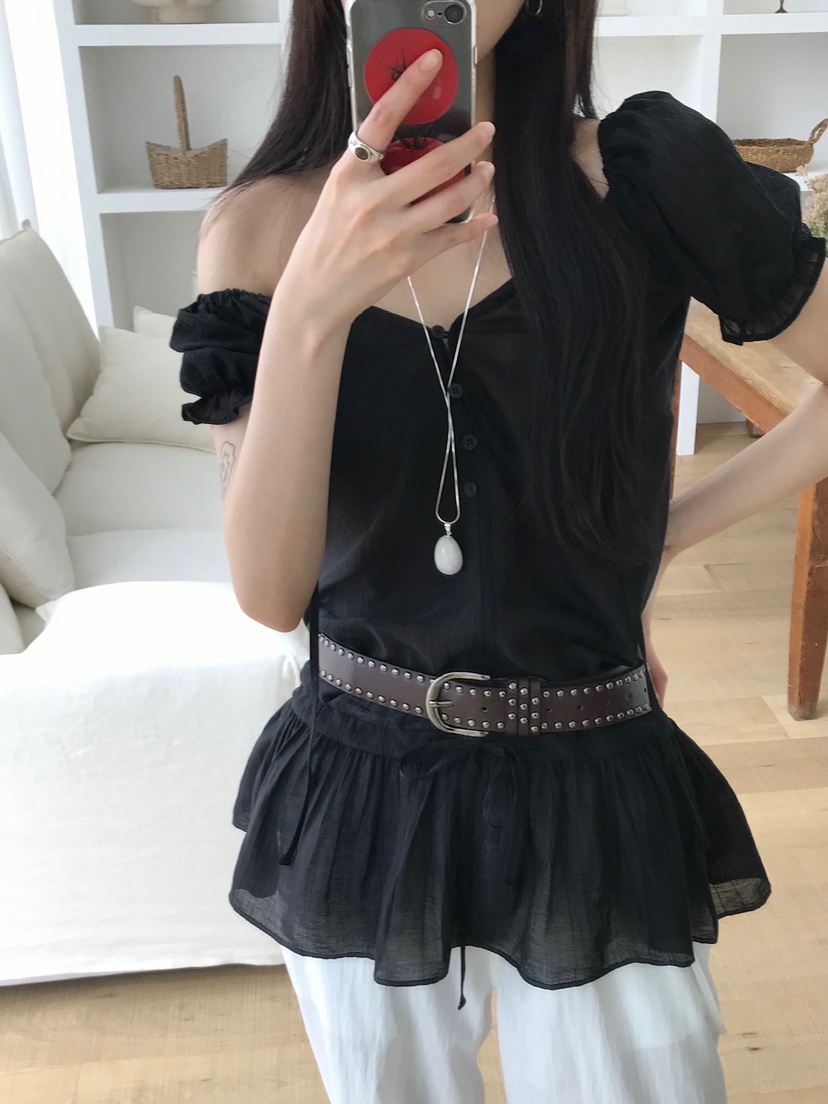 ESCHER韓國㊣直郵東大門代購女裝新款熱賣襯衫蕾絲衫不含腰帶ESCHER襯衫/蕾絲衫