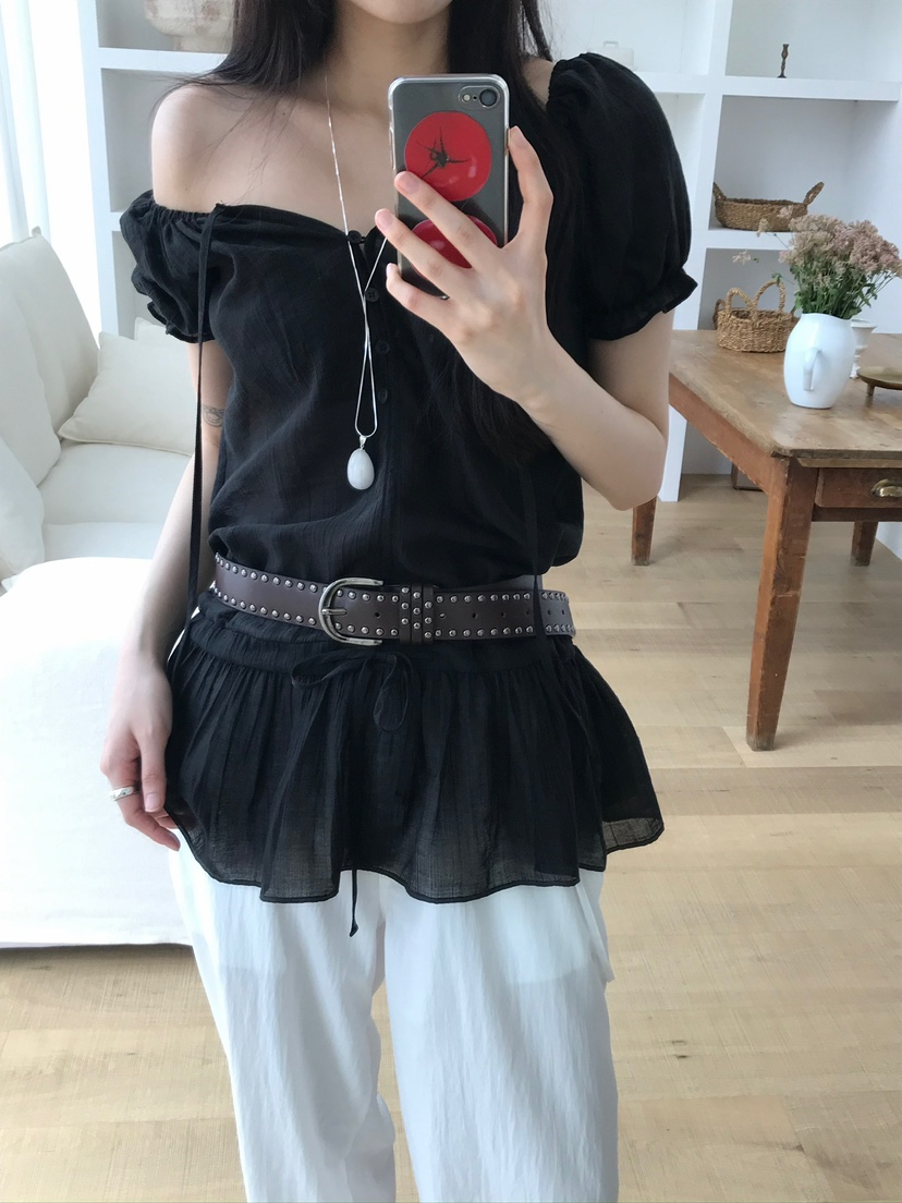 ESCHER韓國㊣直郵東大門代購女裝新款熱賣襯衫蕾絲衫不含腰帶ESCHER襯衫/蕾絲衫