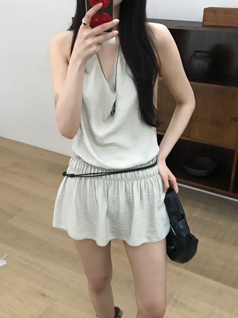 ESCHER韓國㊣直郵東大門代購女裝新品人氣休閑連衣裙含腰繩ESCHER連衣裙