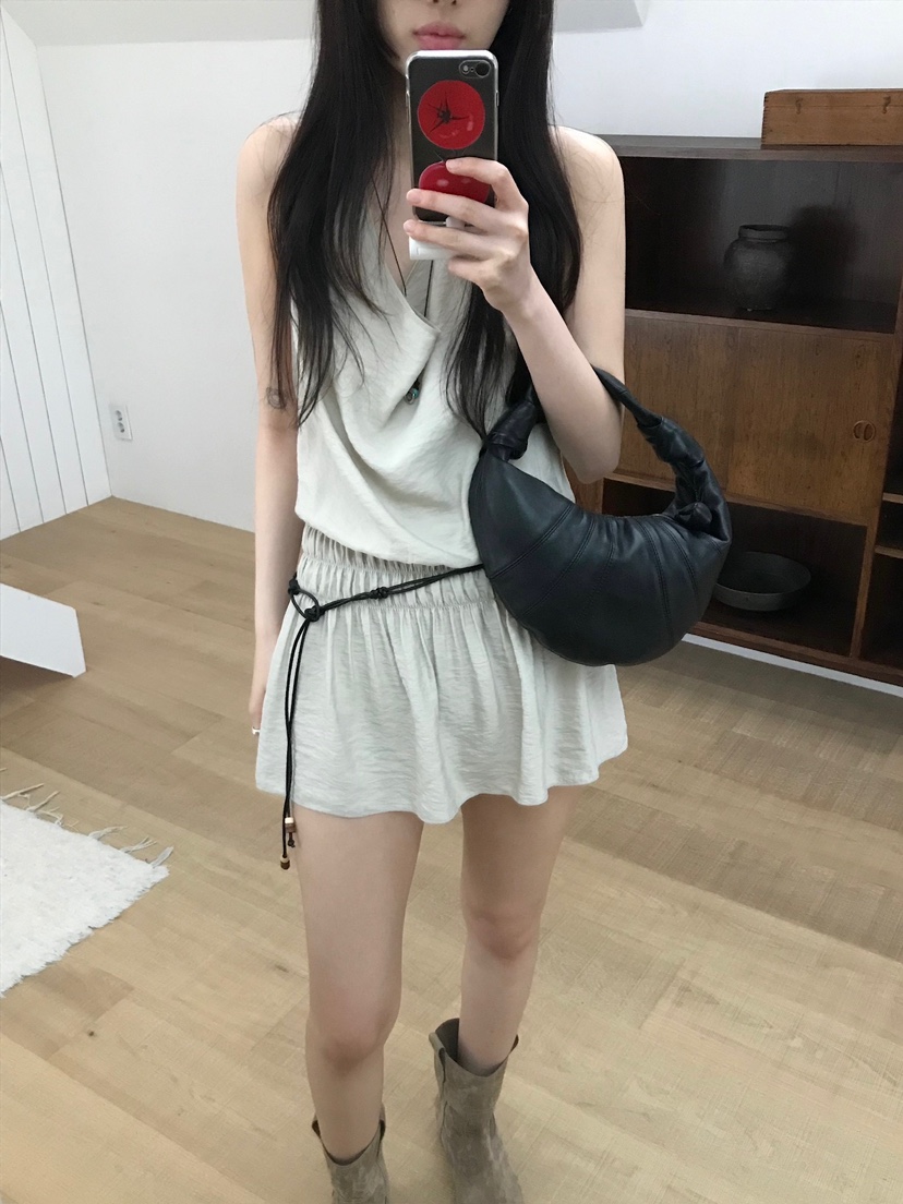 ESCHER韓國㊣直郵東大門代購女裝新品人氣休閑連衣裙含腰繩ESCHER連衣裙