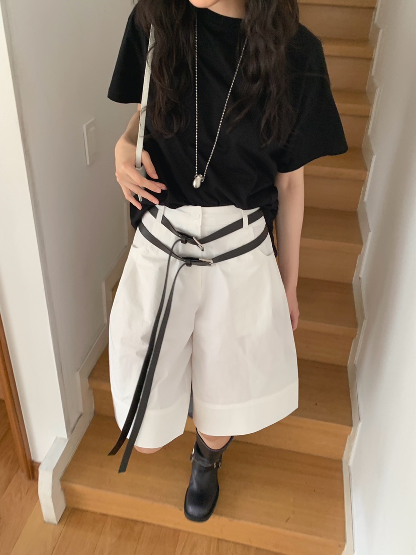 JKICHI直郵韓國代購㊣女裝新品時尚人氣25春夏短褲斜紋棉布腰帶JKICHI短褲