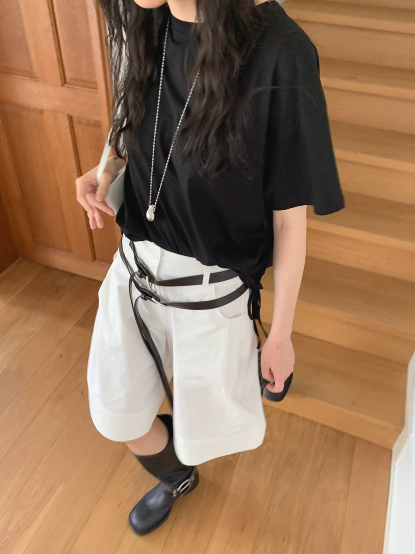 JKICHI直郵韓國代購㊣女裝新品時尚人氣25春夏短褲斜紋棉布腰帶JKICHI短褲