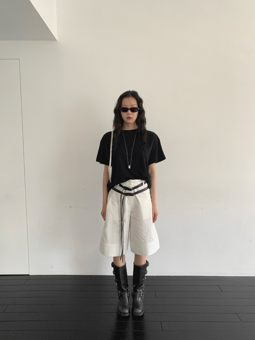 JKICHI直郵韓國代購㊣女裝新品時尚人氣25春夏短褲斜紋棉布腰帶JKICHI短褲