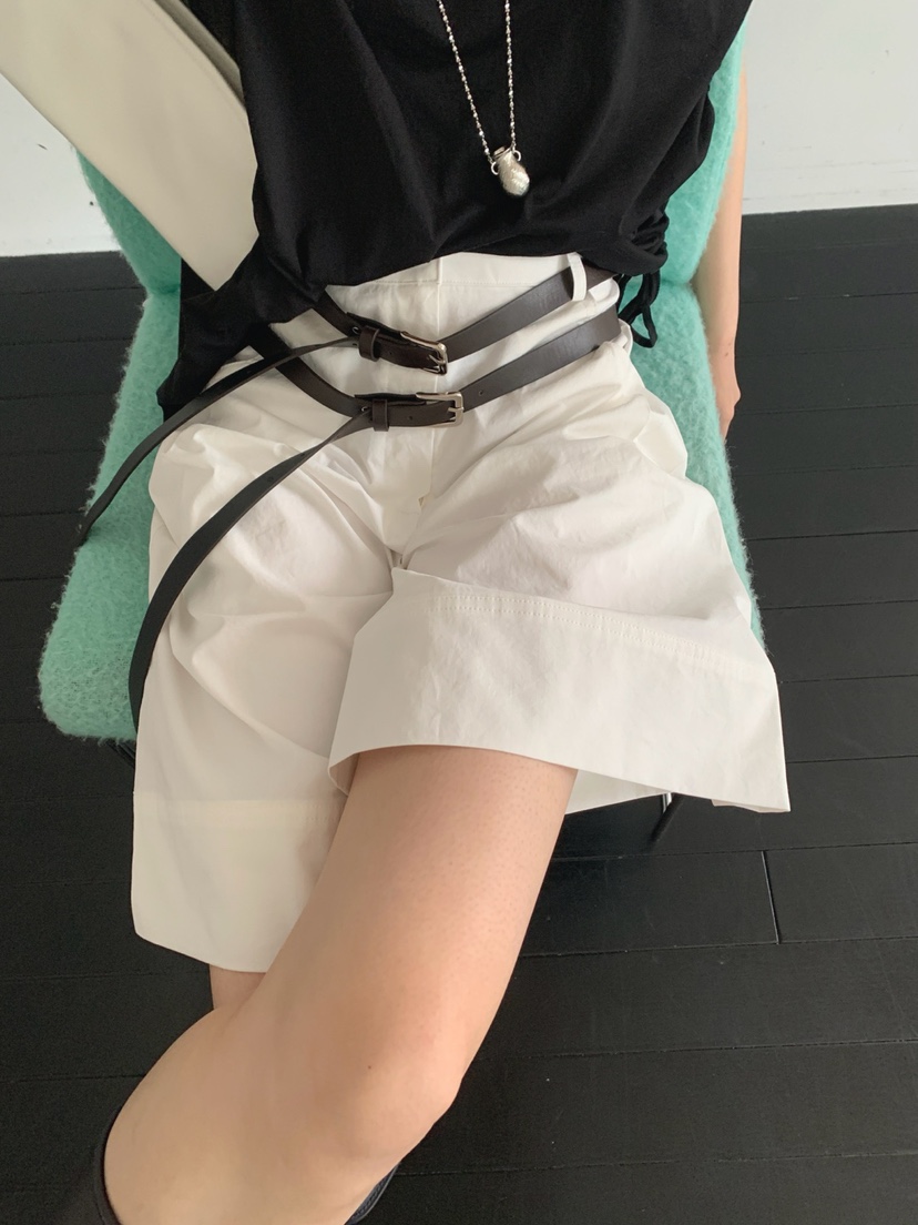 JKICHI直郵韓國代購㊣女裝新品時尚人氣25春夏短褲斜紋棉布腰帶JKICHI短褲