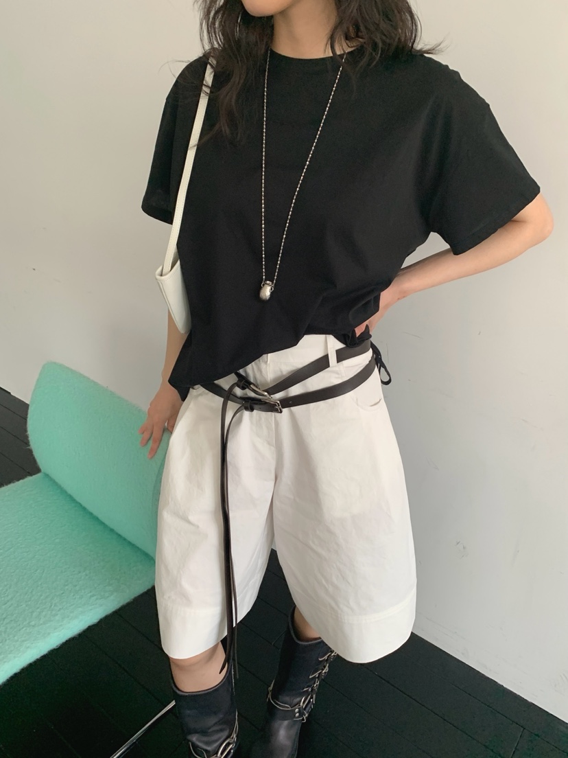 JKICHI直郵韓國代購㊣女裝新品時尚人氣25春夏短褲斜紋棉布腰帶JKICHI短褲