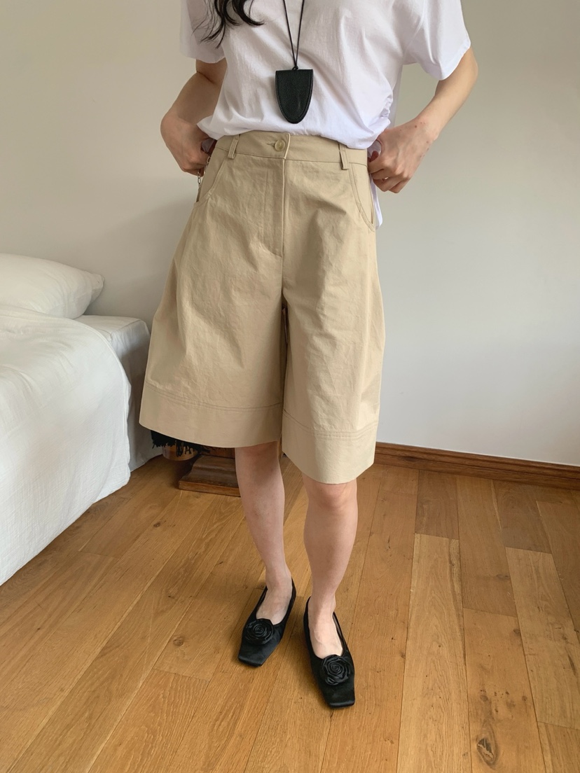 JKICHI直郵韓國代購㊣女裝新品時尚人氣25春夏短褲斜紋棉布腰帶JKICHI短褲圖色2