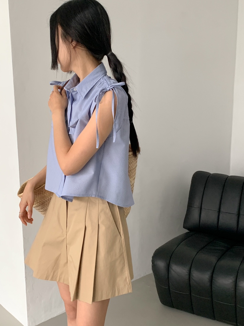 MILLIMETER直郵韓國代購㊣女裝新品休閑熱賣襯衫蕾絲衫海軍MILLIMETER襯衫/蕾絲衫