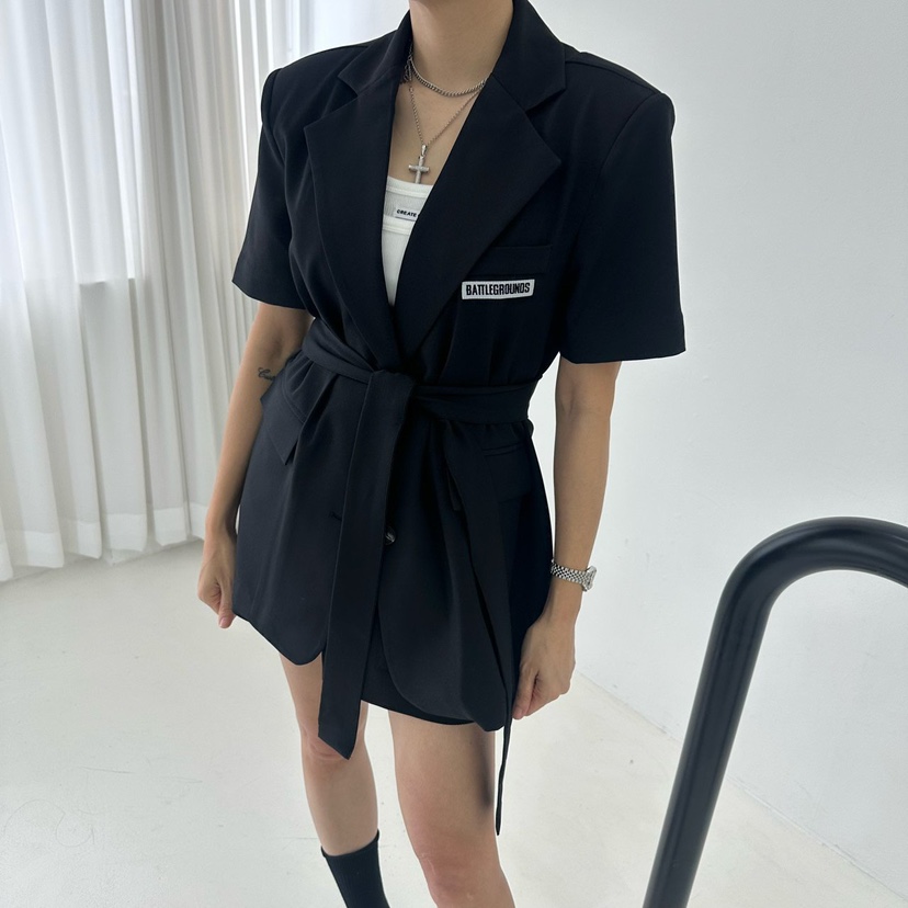 MABEL-Q韓國㊣直郵東大門代購女裝新品推薦人氣夾克含腰帶SOUIT by mabel-Q夾克圖色2