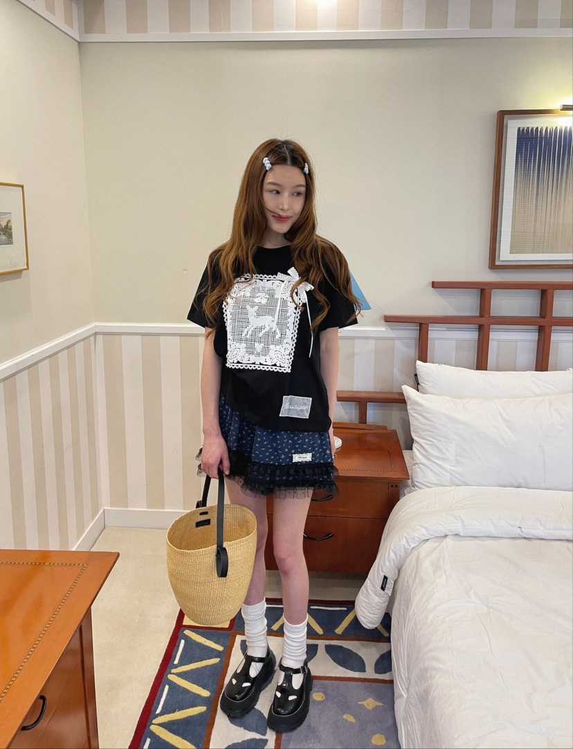 BOUTIQUE-L直郵韓國代購㊣女裝新款25春夏休閑時尚熱賣T恤BOUTIQUE-LT恤