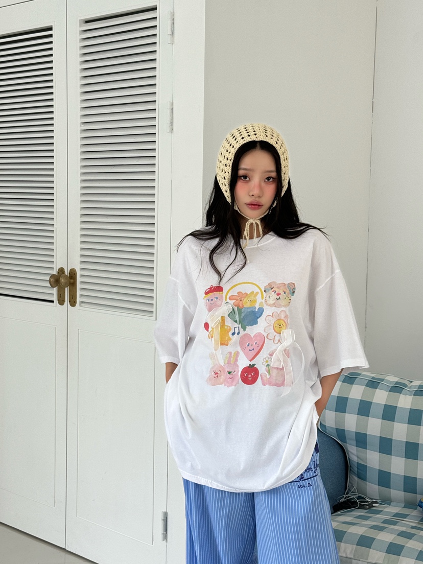 MAISONDEGLORY直郵韓國代購㊣女裝新品時尚25春夏人氣休閑T恤MAISON DE GLORYT恤圖色1
