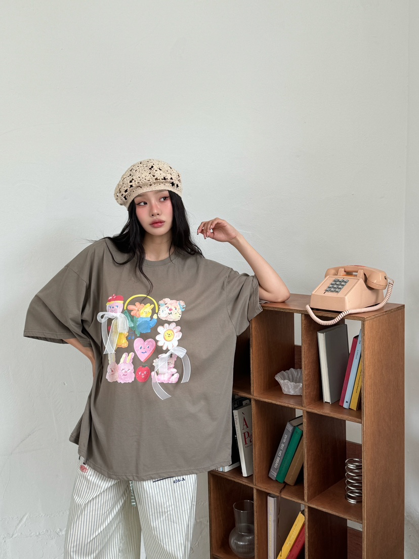 MAISONDEGLORY直郵韓國代購㊣女裝新品時尚25春夏人氣休閑T恤MAISON DE GLORYT恤圖色2