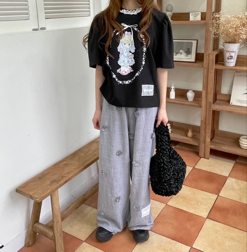 BOUTIQUE-L韓國直郵㊣東大門實拍女裝新款時尚人氣休閑T恤BOUTIQUE-LT恤