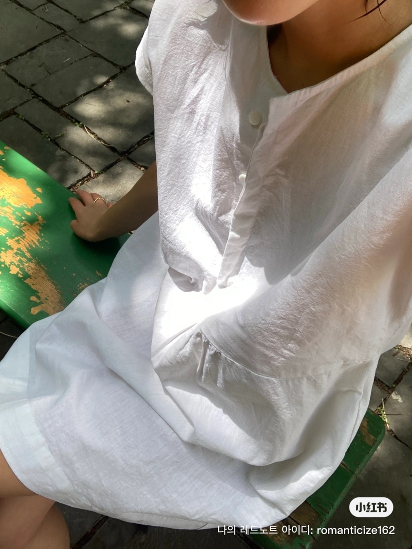 ROMANTICIZE韓國直郵㊣東大門實拍女裝新款熱賣連衣裙亞麻紐扣ROMANTICIZE連衣裙
