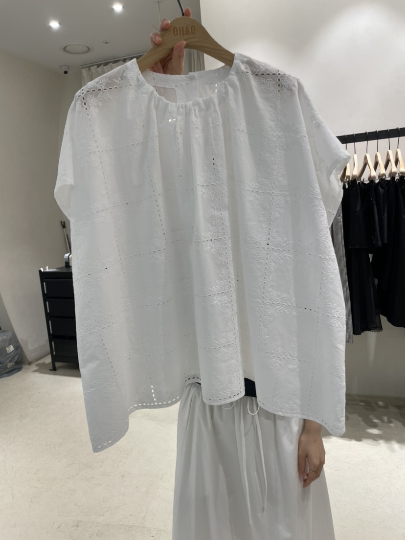 OHAO韓國直郵㊣女裝新款25春夏熱賣休閑推薦時尚襯衫蕾絲衫OHAO/HA MONG襯衫/蕾絲衫圖色2