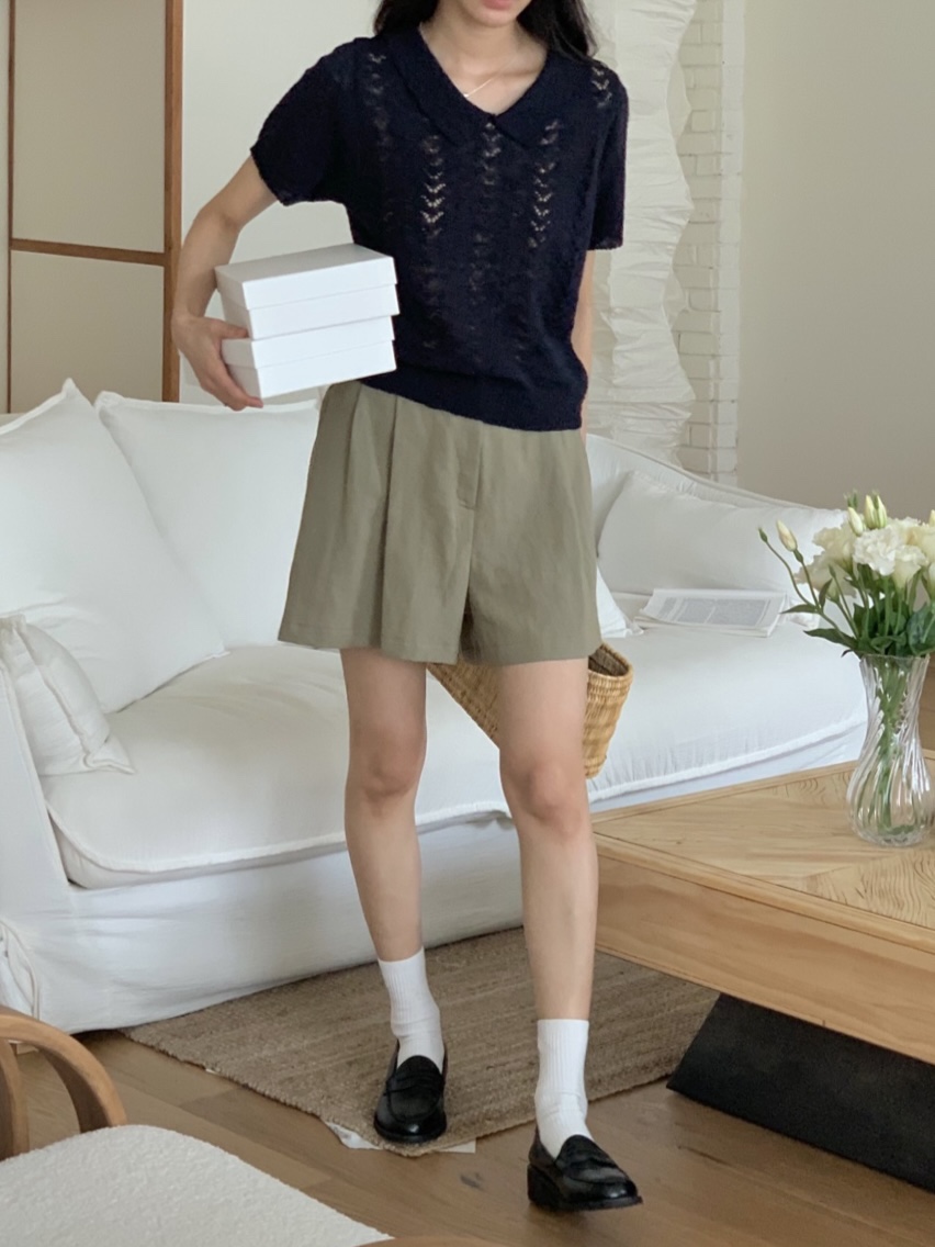 WOOD韓國㊣直郵東大門代購女裝新款熱賣人氣推薦25春夏短褲亞麻WOOD短褲