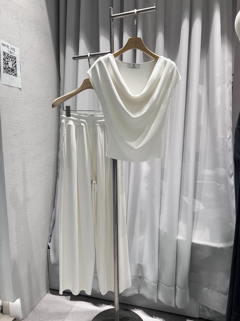 CLOTH直郵韓國代購㊣女裝新品推薦休閑25春夏套裝兩件套褶皺CLOTH套裝圖色1