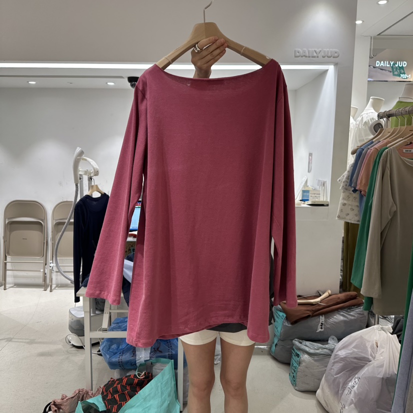 DAILYJUD直郵韓國代購㊣女裝新品25春夏熱賣推薦長袖T恤露肩DAILY JUD長袖T恤