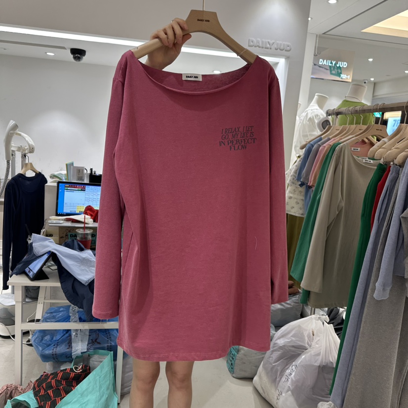 DAILYJUD直郵韓國代購㊣女裝新品25春夏熱賣推薦長袖T恤露肩DAILY JUD長袖T恤圖色1