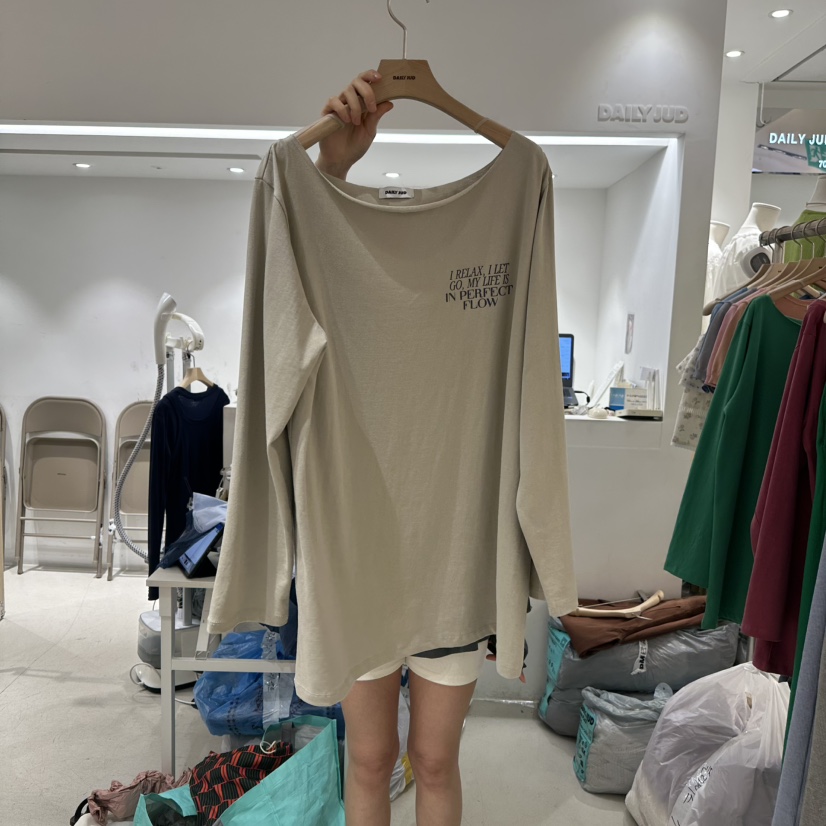 DAILYJUD直郵韓國代購㊣女裝新品25春夏熱賣推薦長袖T恤露肩DAILY JUD長袖T恤圖色2