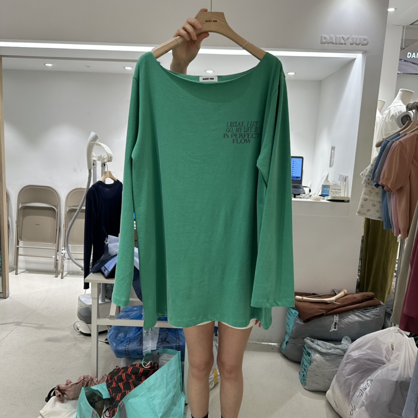DAILYJUD直郵韓國代購㊣女裝新品25春夏熱賣推薦長袖T恤露肩DAILY JUD長袖T恤圖色3