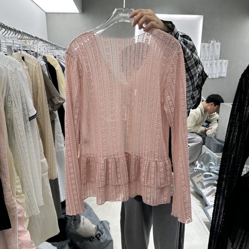 ANDE韓國㊣直郵東大門代購女裝新款25春夏休閑人氣襯衫蕾絲衫ANDE襯衫/蕾絲衫