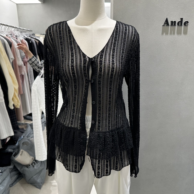 ANDE韓國㊣直郵東大門代購女裝新款25春夏休閑人氣襯衫蕾絲衫ANDE襯衫/蕾絲衫圖色3