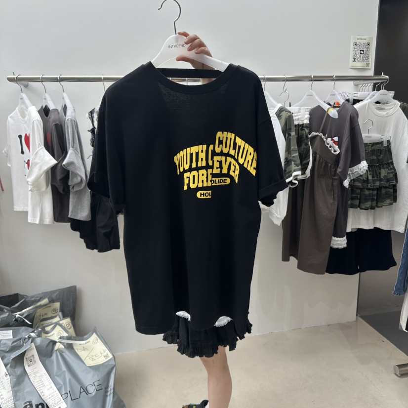 INTHEEND韓國直郵㊣女裝新品人氣休閑熱賣25春夏推薦時尚T恤INTHEENDT恤圖色3