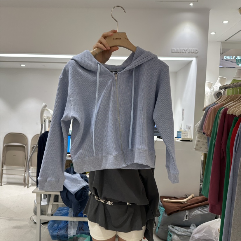 DAILYJUD直郵韓國代購㊣女裝新品熱賣25春夏休閑衛衣拉鏈連帽DAILY JUD衛衣圖色2