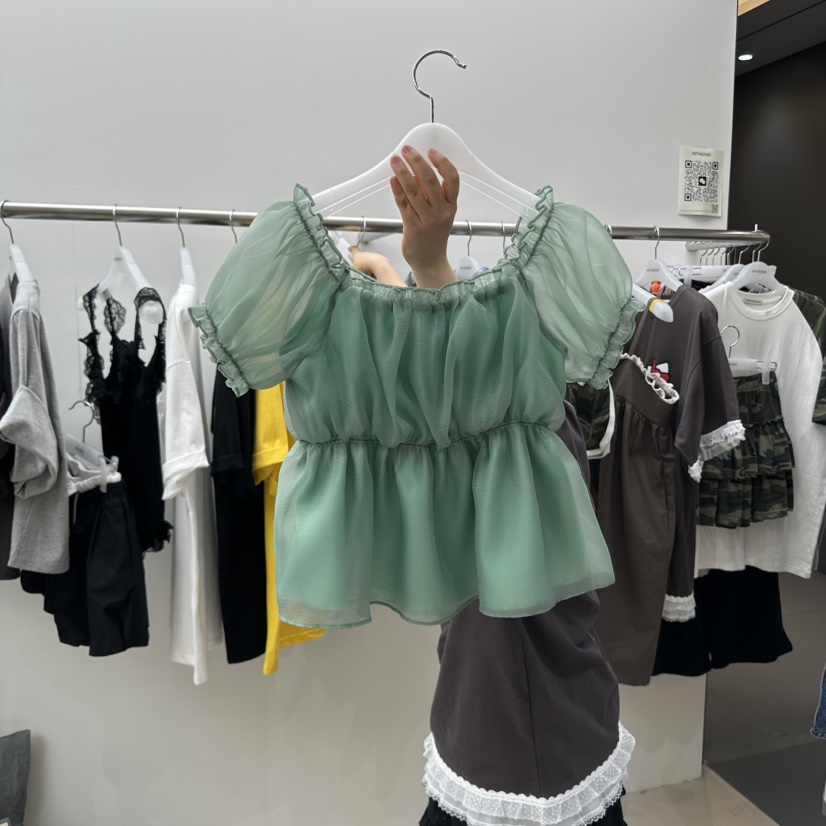 INTHEEND直郵韓國代購㊣女裝新品25春夏時尚襯衫蕾絲衫露肩INTHEEND襯衫/蕾絲衫