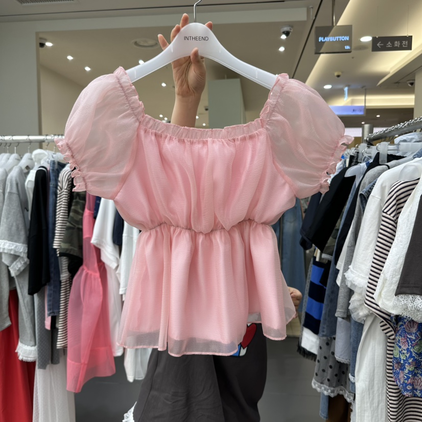 INTHEEND直郵韓國代購㊣女裝新品25春夏時尚襯衫蕾絲衫露肩INTHEEND襯衫/蕾絲衫