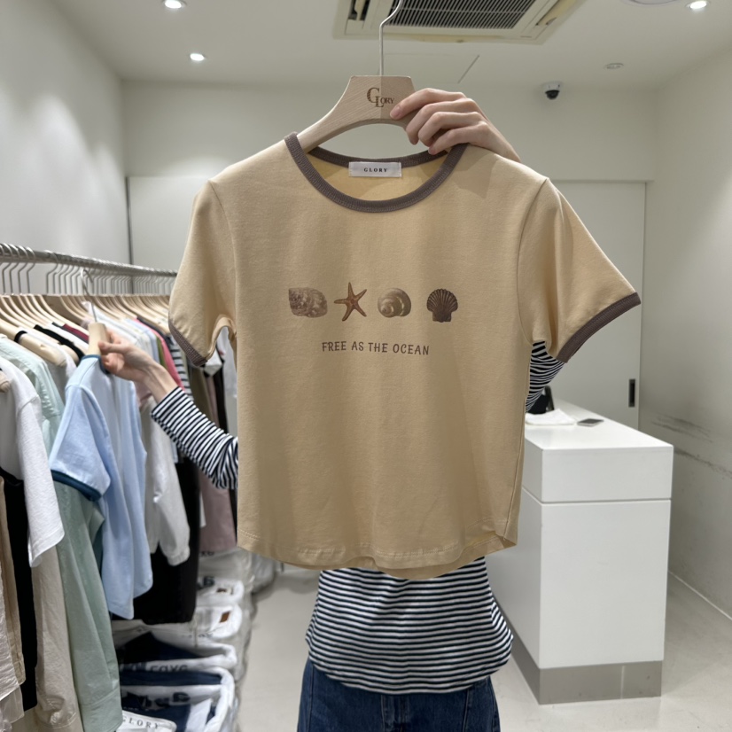 GLORY韓國直郵㊣東大門實拍女裝新款熱賣人氣25春夏休閑T恤GLORYT恤圖色2