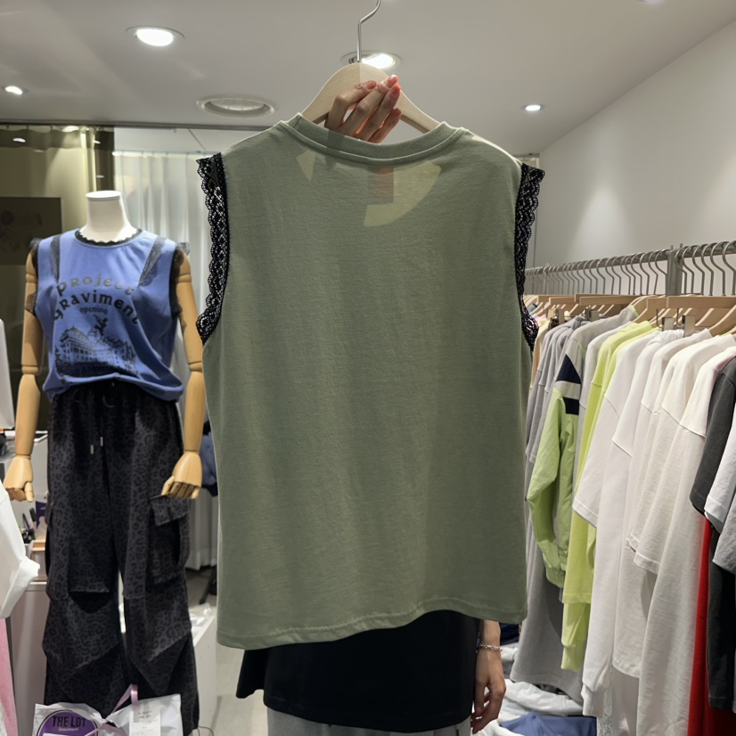 THE LOT韓國㊣直郵東大門代購女裝新品25春夏吊帶背心蕾絲THE LOT/ LOT吊帶/背心