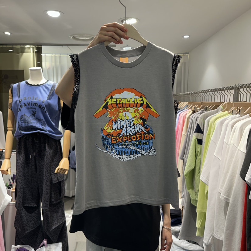 THE LOT韓國㊣直郵東大門代購女裝新品25春夏吊帶背心蕾絲THE LOT/ LOT吊帶/背心圖色2
