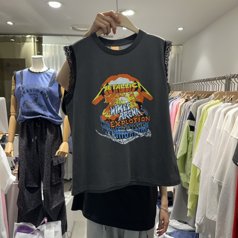 THE LOT韓國㊣直郵東大門代購女裝新品25春夏吊帶背心蕾絲THE LOT/ LOT吊帶/背心圖色3
